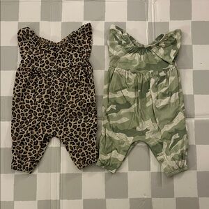 Old Navy Leopard and Camo Baby Romper Set